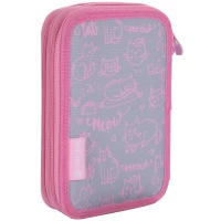 6. AstraBag Piórnik AC2 Dwukomorowy bez Wyposażenia Pinky Kitty 503022050