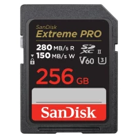1. SanDisk SanDisk Extreme PRO 256GB V60 UHS-II SD, 280/150MB/s,V60,C10,UHS-II