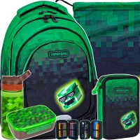 1. AstraBag Zestaw Szkolny 5el Plecak AB330 Pixel Hero 502024095 + Worek 507024049 + Piórnik 503024056