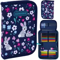 6. AstraBag Piórnik AC11 Pojedynczy Jednoklapkowy z Wyposażeniem Baby Bunny 503025008