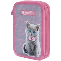 5. AstraBag Piórnik AC2 Dwukomorowy bez Wyposażenia Pinky Kitty 503022050