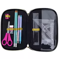 5. AstraBag Piórnik Trzykomorowy z Wyposażeniem AC31 Fluffy Kitty Black 503025027