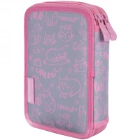 1. AstraBag Piórnik AC2 Dwukomorowy bez Wyposażenia Pinky Kitty 503022050