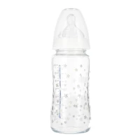 3. Nuk Butelka Szklana 240ml 0-6m First Choice+ Smoczek Silikonowy M Biała 527904