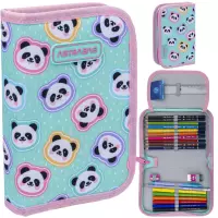 7. AstraBag Piórnik AC11 Pojedynczy Jednoklapkowy z Wyposażeniem Minty Pandas 503025012