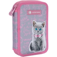 3. AstraBag Piórnik AC2 Dwukomorowy bez Wyposażenia Pinky Kitty 503022050