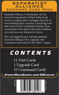 3. Star Wars Legion 2.0: Separatist Alliance - Command Card Pack