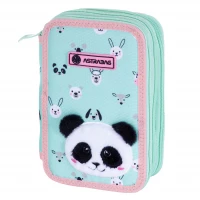2. AstraBag Piórnik Trzykomorowy z Wyposażeniem AC31 Teddy Panda 503023050