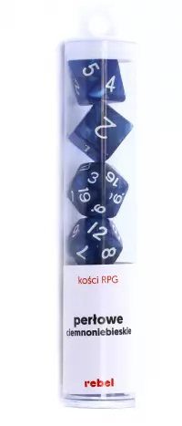 1. Komplet kości REBEL RPG - Perłowe - Ciemnoniebieskie