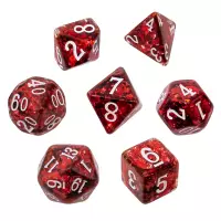 2. Komplet kości REBEL RPG - Gęsty rdzeń - Czerwone (białe cyfry)