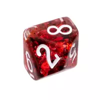 6. Komplet kości REBEL RPG - Gęsty rdzeń - Czerwone (białe cyfry)