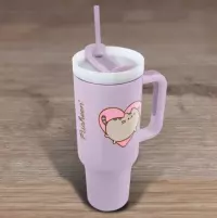 6. Kubek Podróżny ze Słomką Pusheen - Serce - 1180 ml
