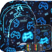 1. AstraBag Zestaw Szkolny 5el Plecak AB330 Go Playing 502024017 + Worek 507024013 + Piórnik 503024013