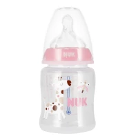 4. Nuk Butelka 150ml 0-6m First Choice+ Smoczek Silikonowy M Różowa 527894