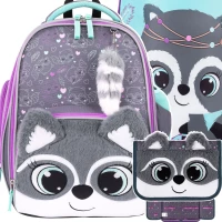 1. Bambino Zestaw Szkolny Racoon 3el. Plecak Tornister B8 663659 + Piórnik 669323 + Worek 663673