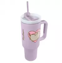 5. Kubek Podróżny ze Słomką Pusheen - Serce - 1180 ml
