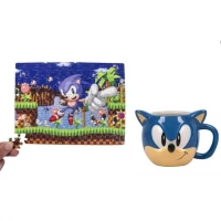 1. Zestaw Prezentowy Sonic the Hedgehog: Kubek 3D + Puzzle