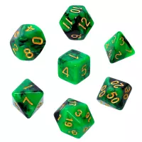 2. Komplet kości REBEL RPG - Dwukolorowe - Zielono-czarne