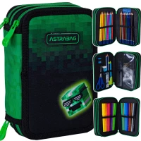 8. AstraBag Piórnik Trzykomorowy z Wyposażeniem AC31 Pixel Hero 503024057