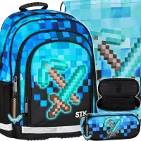 1. Starpak Zestaw Szkolny 3el. Pixel Blue Plecak 552609 + Worek 552613 + Piórnik 552636