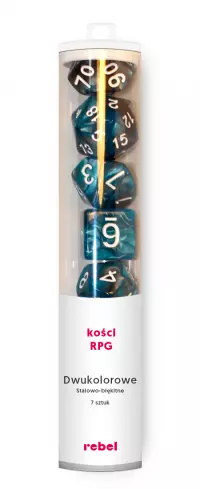 1. Komplet kości REBEL RPG - Dwukolorowe - Stalowo-błękitne