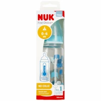 1. Nuk Butelka Szklana 240ml 0-6m First Choice+ Smoczek Silikonowy M Turkusowa 527905