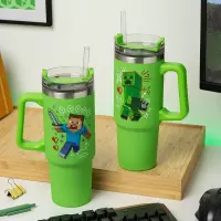 5. Kubek Podróżny ze Słomką Minecraft - 900 ml