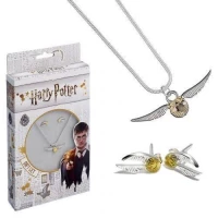 2. Zestaw Łańcuszek z Zawieszką + Kolczyki Harry Potter - Złoty Znicz