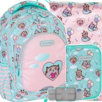 1. AstraBag Zestaw Szkolny 3el Plecak AB330 Kitty's World 502024001 + Worek 507024001 + Piórnik 503024001