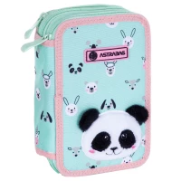 1. AstraBag Piórnik Trzykomorowy z Wyposażeniem AC31 Teddy Panda 503023050
