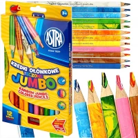 1. Astra Kredki Ołówkowe Trójkątne Jumbo 12 Kolorów Tęczowe + Temperówka 312118002