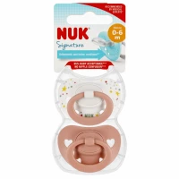 5. Nuk Smoczek Uspokajający Silikonowy 0-6m Signature Biały/Różowy 2szt 541430