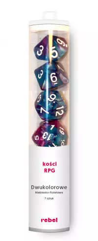 1. Komplet kości REBEL RPG - Dwukolorowe - Niebiesko-fioletowe