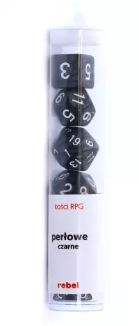 1. Komplet kości REBEL RPG - Perłowe - Czarne