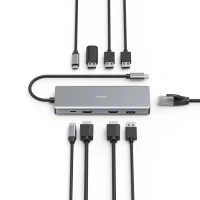 3. Hama HUB MULTIPORT USB-C, 9 PORTÓW, 4x USB-A, 2x USB-C, 2x HDMI, LAN