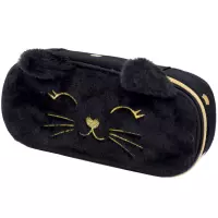1. AstraBag Piórnik AC6 Saszetka Usztywniona Fluffy Kitty Black 503025028