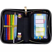 3. AstraBag Piórnik AC11 Pojedynczy Jednoklapkowy z Wyposażeniem Fluffy Kitty Black 503025026