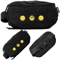 3. BeUniq Saszetka na Pasek Smiley Czarny Żółty SM23LB-510
