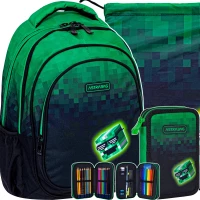 1. AstraBag Zestaw Szkolny 3el Plecak AB300 Pixel Hero 502024096 + Worek 507024049 + Piórnik 503024056 