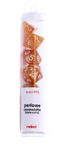 1. Komplet kości REBEL RPG - Perłowe - Ciemnożółte (ZZ)
