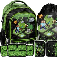 1. Paso Zestaw Szkolny 3el. Pixel Game Plecak PP24XL-260 + Piórnik PP24XL-P001BW + Worek PP24XL-712
