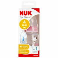 2. Nuk Butelka 150ml 0-6m First Choice+ Smoczek Silikonowy M Różowa 527894
