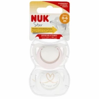 4. Nuk Smoczek Uspokajający Silikonowy 0-6m Star Różowy 2szt 549044
