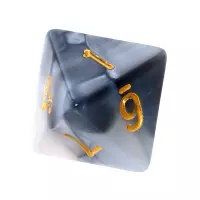 4. Komplet kości REBEL RPG - Dwukolorowe - Stalowo-białe (złote cyfry)