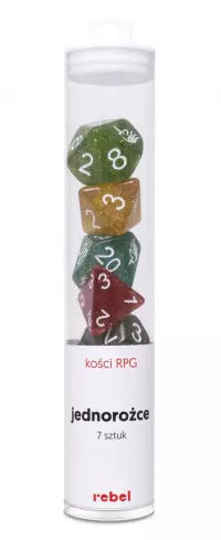 1. Komplet kości REBEL RPG - Akrylowe - Jednorożce