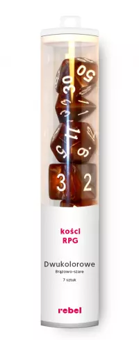 1. Komplet kości REBEL RPG - Dwukolorowe - Brązowo-szare