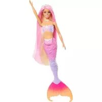 3. Mattel Barbie Malibu Lalka Syrenka Zmieniająca Kolor z Delfinkiem HRP97