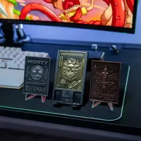 4. Rick and Morty Zestaw: Stojak na telefon +3x Płytki Digiplates