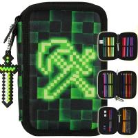 8. Starpak Piórnik Trzykomorowy z Wyposażeniem Pixel Green 533142