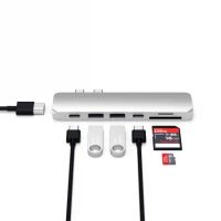 3. Satechi Pro Hub Adapter - Aluminiowy Hub z Podwójnym USB-C do MacBook Silver